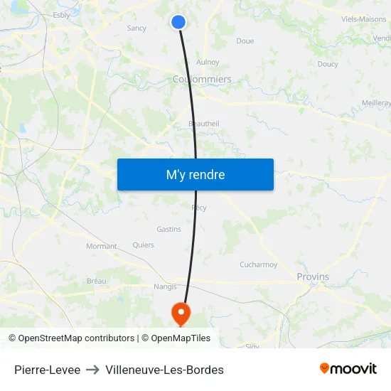 Pierre-Levee to Villeneuve-Les-Bordes map