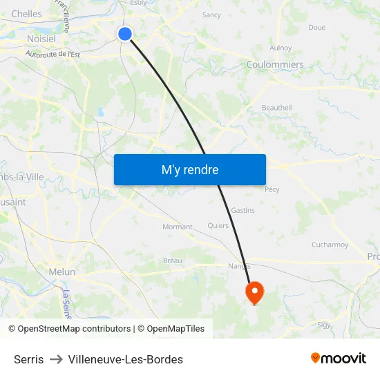 Serris to Villeneuve-Les-Bordes map