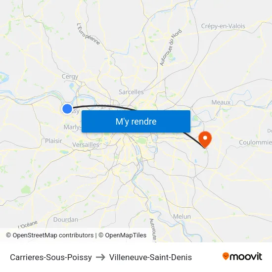 Carrieres-Sous-Poissy to Villeneuve-Saint-Denis map