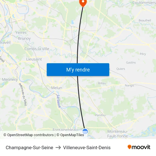 Champagne-Sur-Seine to Villeneuve-Saint-Denis map