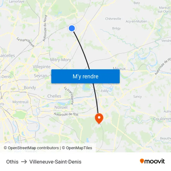 Othis to Villeneuve-Saint-Denis map