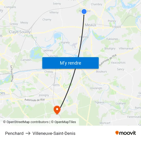 Penchard to Villeneuve-Saint-Denis map