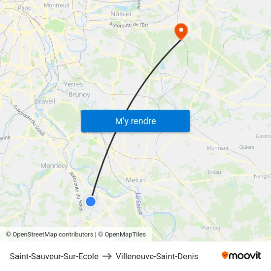 Saint-Sauveur-Sur-Ecole to Villeneuve-Saint-Denis map