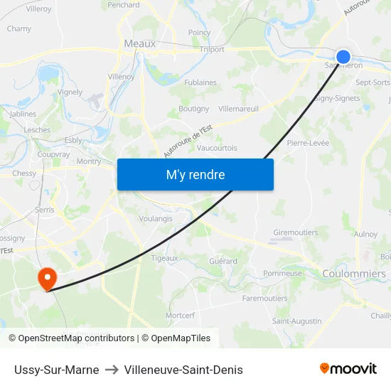 Ussy-Sur-Marne to Villeneuve-Saint-Denis map