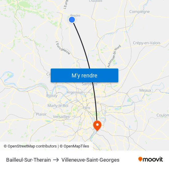 Bailleul-Sur-Therain to Villeneuve-Saint-Georges map