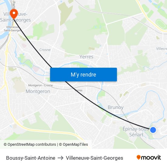 Boussy-Saint-Antoine to Villeneuve-Saint-Georges map