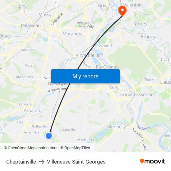 Cheptainville to Villeneuve-Saint-Georges map