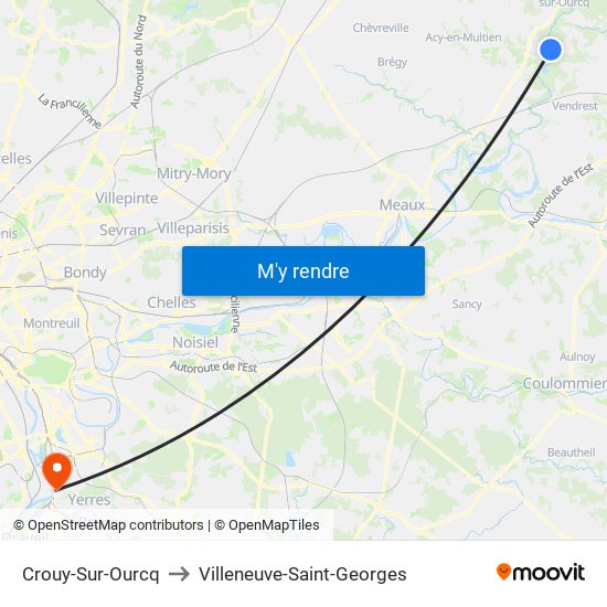 Crouy-Sur-Ourcq to Villeneuve-Saint-Georges map