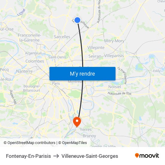 Fontenay-En-Parisis to Villeneuve-Saint-Georges map