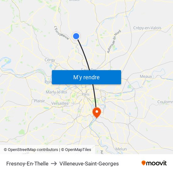 Fresnoy-En-Thelle to Villeneuve-Saint-Georges map