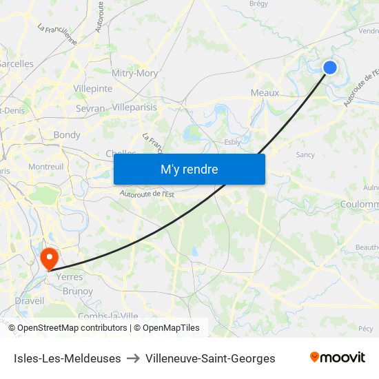 Isles-Les-Meldeuses to Villeneuve-Saint-Georges map