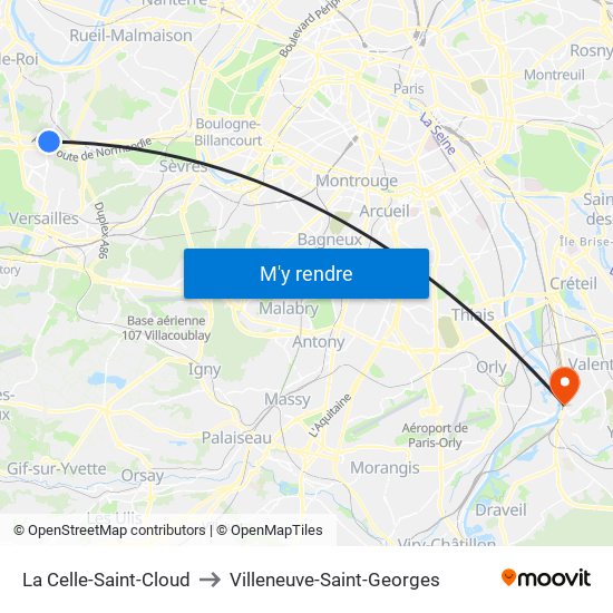 La Celle-Saint-Cloud to Villeneuve-Saint-Georges map