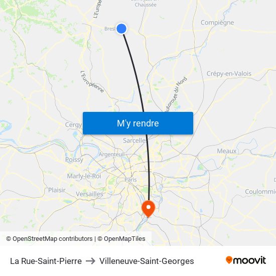 La Rue-Saint-Pierre to Villeneuve-Saint-Georges map