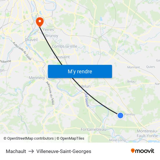 Machault to Villeneuve-Saint-Georges map