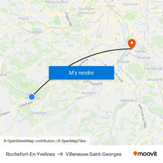 Rochefort-En-Yvelines to Villeneuve-Saint-Georges map