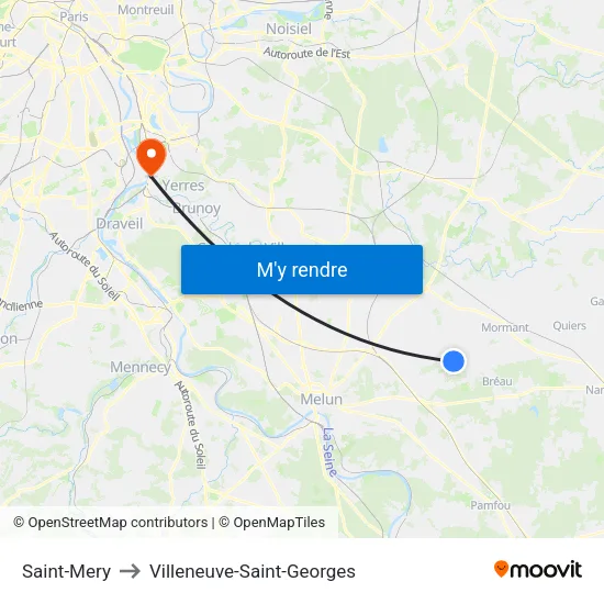 Saint-Mery to Villeneuve-Saint-Georges map
