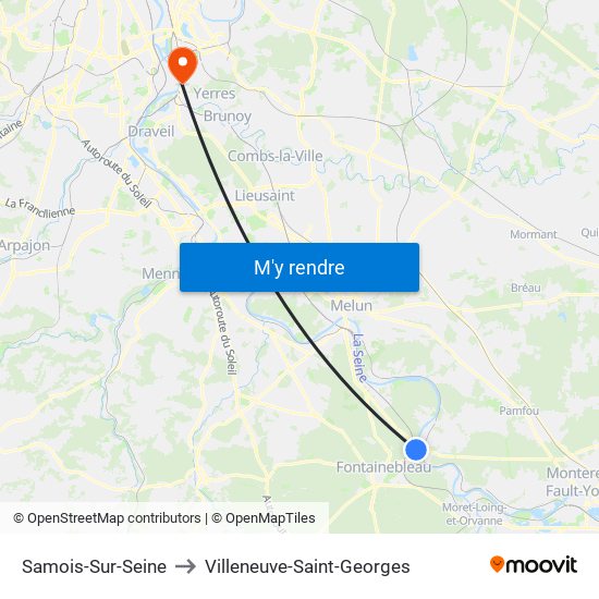 Samois-Sur-Seine to Villeneuve-Saint-Georges map