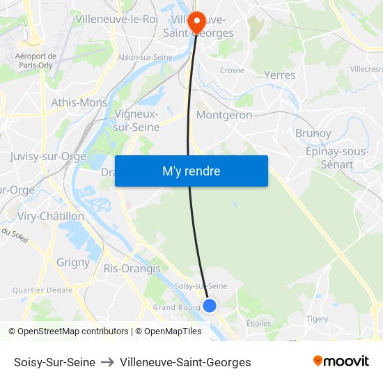 Soisy-Sur-Seine to Villeneuve-Saint-Georges map