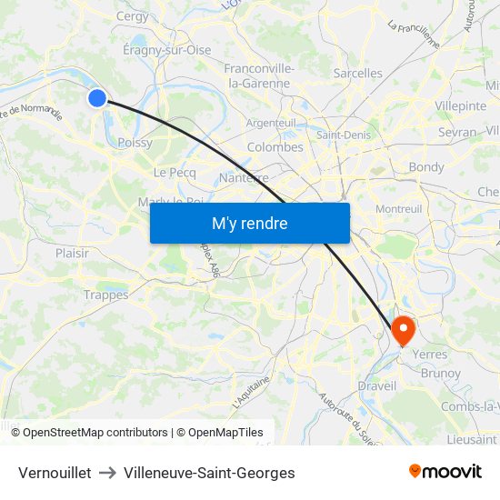 Vernouillet to Villeneuve-Saint-Georges map