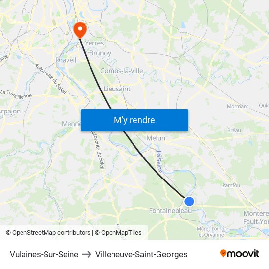 Vulaines-Sur-Seine to Villeneuve-Saint-Georges map