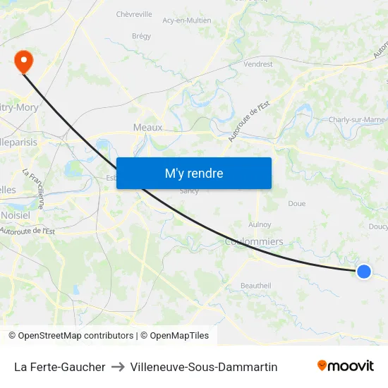 La Ferte-Gaucher to Villeneuve-Sous-Dammartin map