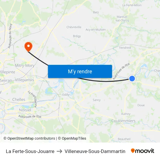La Ferte-Sous-Jouarre to Villeneuve-Sous-Dammartin map