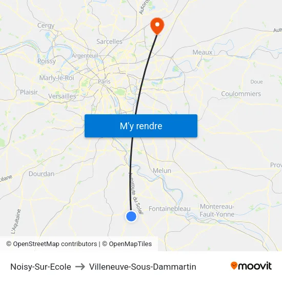 Noisy-Sur-Ecole to Villeneuve-Sous-Dammartin map