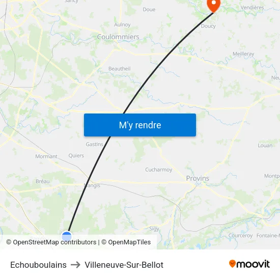 Echouboulains to Villeneuve-Sur-Bellot map
