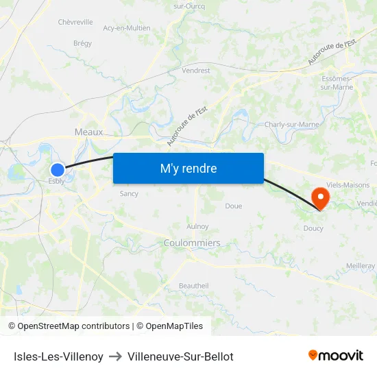 Isles-Les-Villenoy to Villeneuve-Sur-Bellot map
