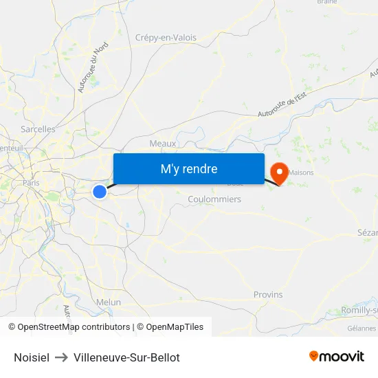 Noisiel to Villeneuve-Sur-Bellot map