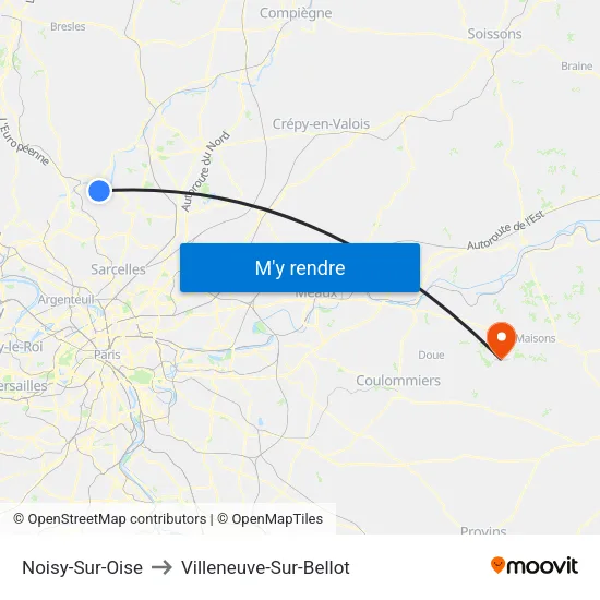 Noisy-Sur-Oise to Villeneuve-Sur-Bellot map