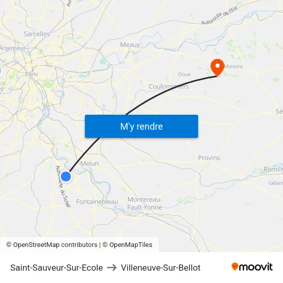 Saint-Sauveur-Sur-Ecole to Villeneuve-Sur-Bellot map