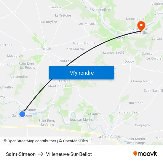 Saint-Simeon to Villeneuve-Sur-Bellot map