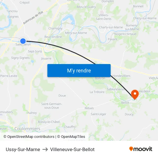 Ussy-Sur-Marne to Villeneuve-Sur-Bellot map
