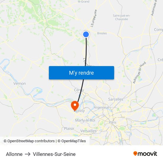 Allonne to Villennes-Sur-Seine map