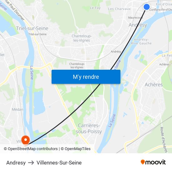 Andresy to Villennes-Sur-Seine map