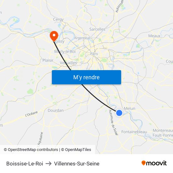 Boissise-Le-Roi to Villennes-Sur-Seine map
