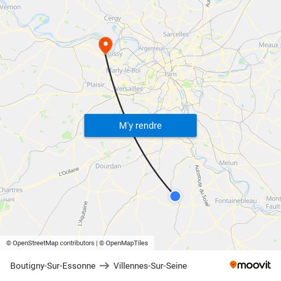 Boutigny-Sur-Essonne to Villennes-Sur-Seine map