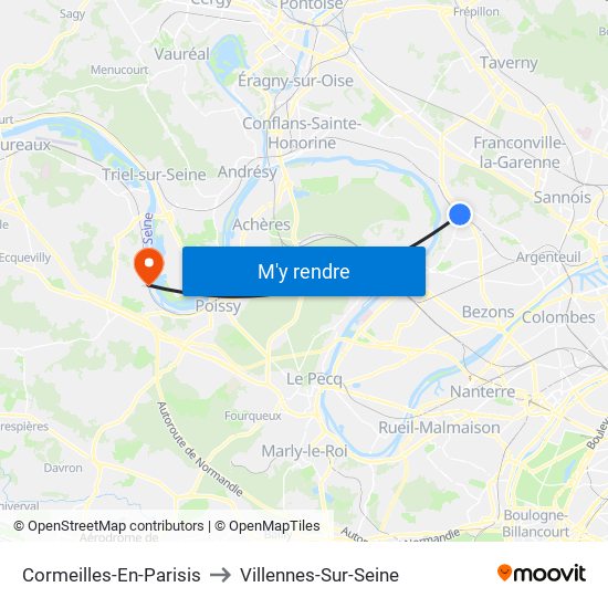 Cormeilles-En-Parisis to Villennes-Sur-Seine map