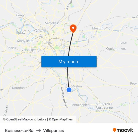 Boissise-Le-Roi to Villeparisis map
