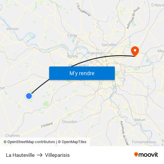 La Hauteville to Villeparisis map