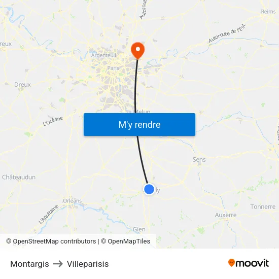 Montargis to Villeparisis map