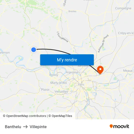 Banthelu to Villepinte map