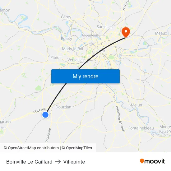 Boinville-Le-Gaillard to Villepinte map