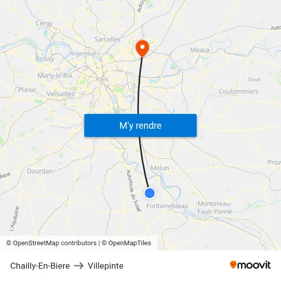 Chailly-En-Biere to Villepinte map