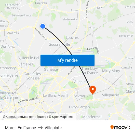 Mareil-En-France to Villepinte map