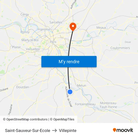 Saint-Sauveur-Sur-Ecole to Villepinte map
