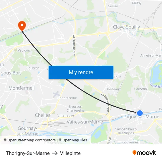 Thorigny-Sur-Marne to Villepinte map