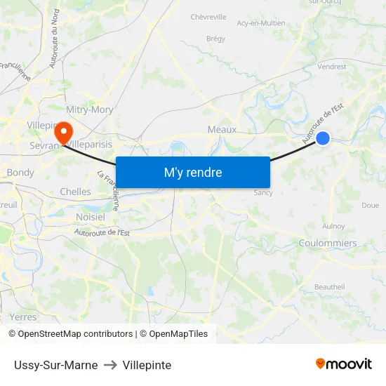 Ussy-Sur-Marne to Villepinte map