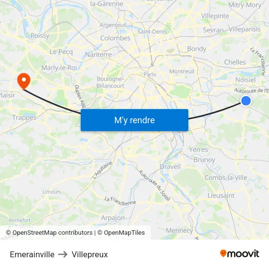 Emerainville to Villepreux map